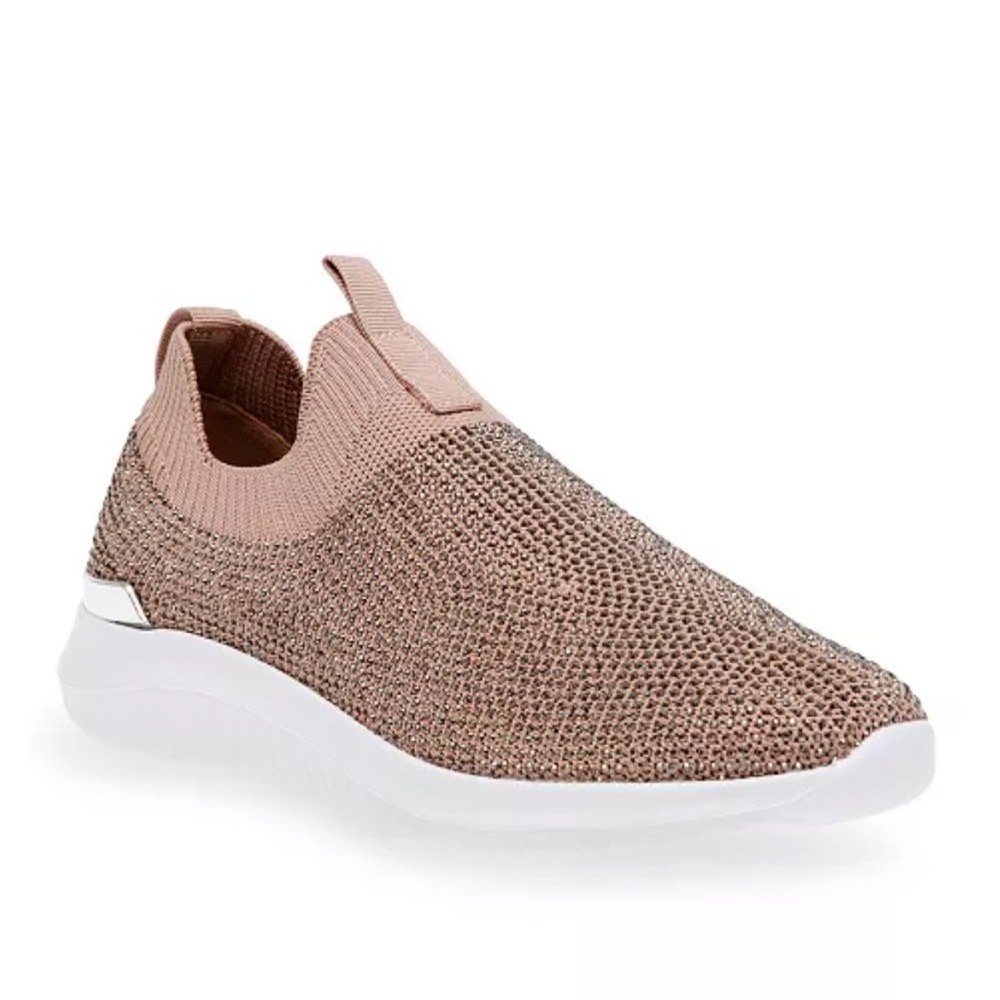 Anne Klein Mylee Slip On Embellished Sneakers 5.5 Rose Gold